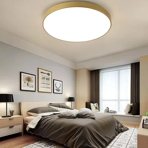 Miniatura 4 de Lámpara de techo LED redonda dorada grande de 24 pulgadas, moderna 3000 K/4000 K/5000 K, temperatura ajustable de 40 W, accesorio de iluminación