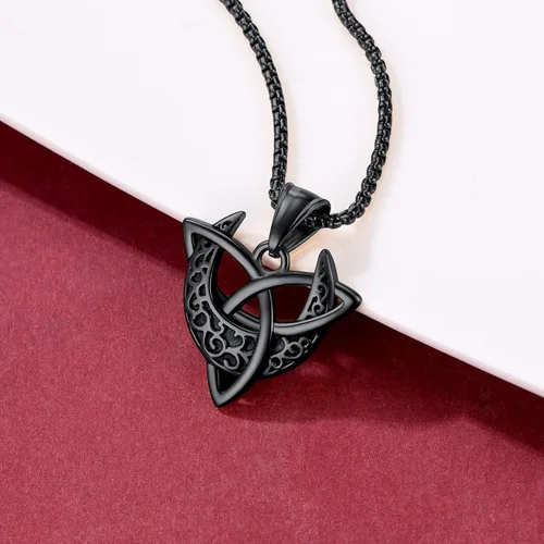 Miniatura 9 de FaithHeart Collar de triple diosa de la luna de acero inoxidablechapado en oro de 18 quilates joyería Wiccan para mujer con delicado embalaje
