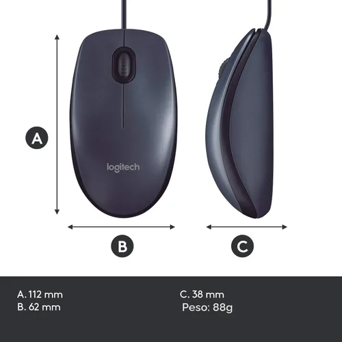 Miniatura 7 de Logitech - USB mouse óptico, USB mouse 910-001439., Negro