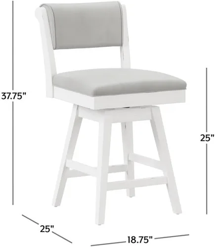 Miniatura 3 de Hillsdale Clarion Taburete giratorio tapizado de madera y altura de mostrador, color blanco mar