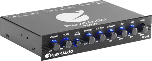 Miniatura 2 de Ecualizador de coche Planet Audio PEQ10 - 4 bandas, preamplificador, medio DIN, salida de subwoofer con filtro ajustable, bandas fijas, control