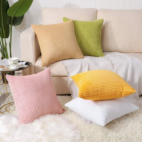Miniatura 265 de Artscope Fundas de Almohada de Pana a Rayas Acogedoras Súper Suaves Decorativas Cuadradas Fundas de Cojín para Sofá Sillón Dormitorio Decoración