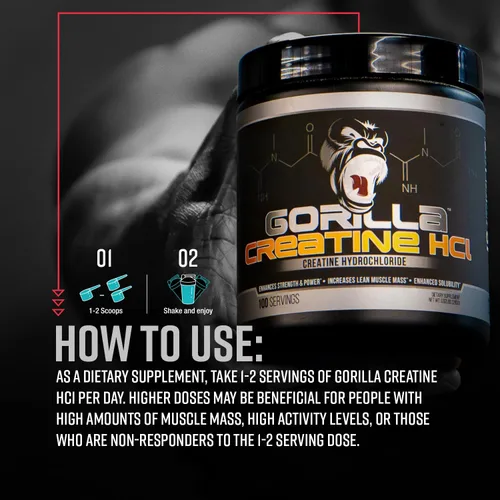 Miniatura 4 de Gorilla Mind CON-CRēT creatina HCl con pepsina Alternativa amigable con GI-Friendly Tamaño muscular mejorado, potencia de salida y fuerza