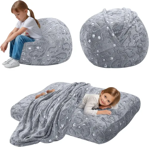 Miniatura 27 de COMAX Silla Puf para Niños que se Convierte en Cama Puf, Silla Puf de Pana para Niños y Niñas para Dormir, Pufs Perezosos para Niños con Relleno