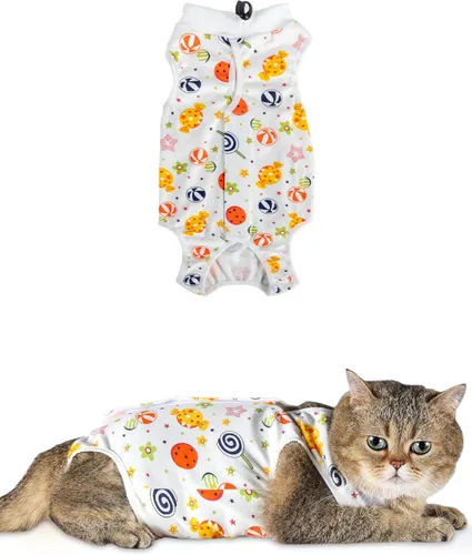 Miniatura 10 de ANWA Traje de recuperación de gato, mameluco transpirable para gato después de la cirugía, traje de recuperación de cirugía de gatito, heridas Alpaca