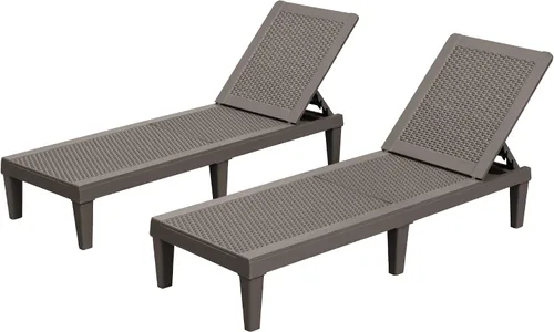 Miniatura 10 de Homall Juego de 2 tumbonas para patio, sillas ligeras para exteriores, 5 ajustes de posición, respaldo para piscina exterior, jardín, patio y playa