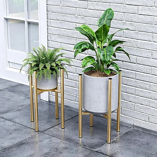 Miniatura 13 de Soporte ajustable de metal para plantas de interior, macetas de 8 a 14 pulgadas, soporte moderno de mediados de siglo, resistente carga de 160