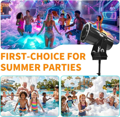 Miniatura 5 de Máquina de espuma para fiestas con 9 luces LED, máquina de espuma para fiestas con tanque de agua, cañón de espuma para jardín, piscina