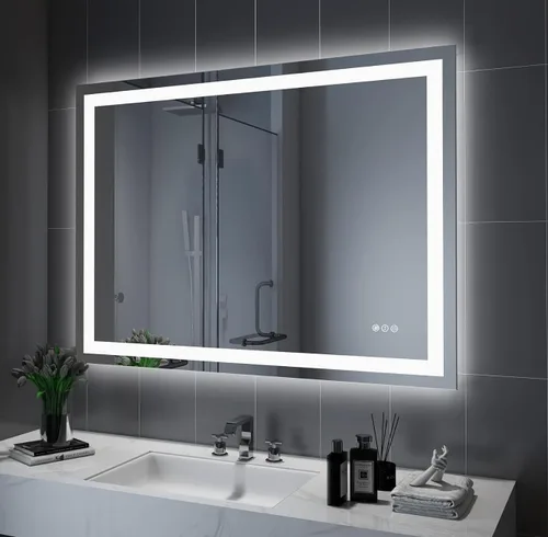 Miniatura 19 de Amorho Espejo de baño LED de 24 x 32 pulgadas con luces, iluminación frontal y retroiluminación, regulable continuamente, antiniebla, vidrio Frente