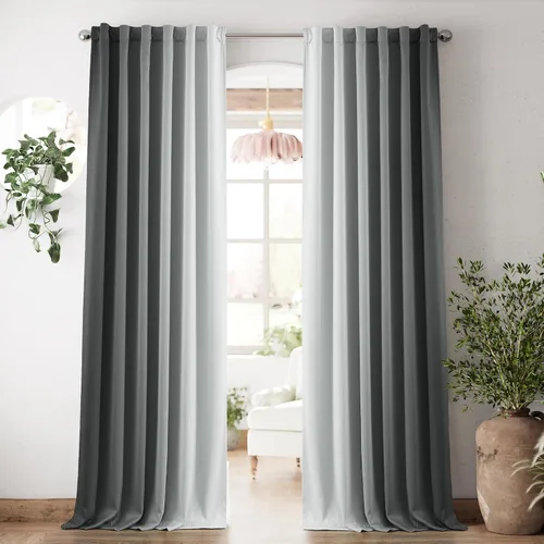Miniatura 11 de Vangao Cortinas bohemias 100% opacas de 63 pulgadas de largo, para dormitorio, sala de estar, estampado geométrico, oscurecimiento de la habitación