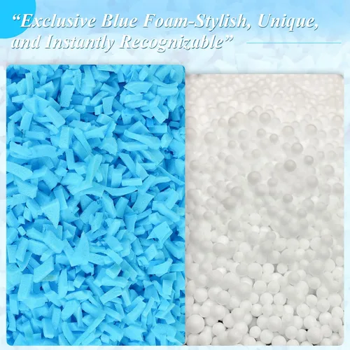 Miniatura 6 de Relleno para Puf - 5 libras de Espuma Viscoelástica Triturada, Alta Densidad ≥3.12 lb/ft³, Relleno Azul para Puf, Cojín de Sofá, Cama para Perro