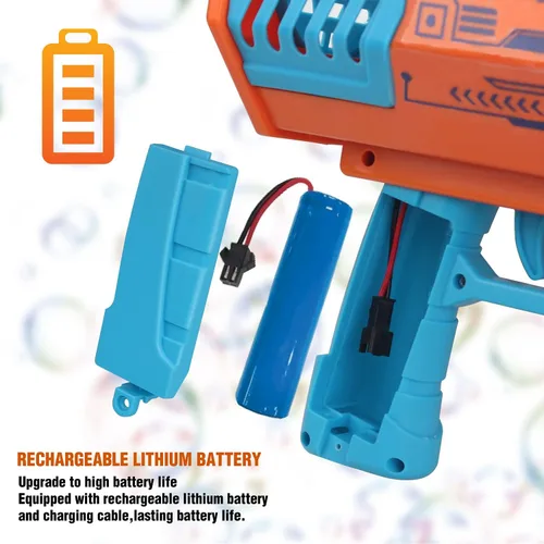 Miniatura 6 de Doohickey Bubble Blaster - Juguete para niños, pistola recargable para hacer burbujas, 1000 burbujas por minuto, solución de 2 burbujas, perfecta