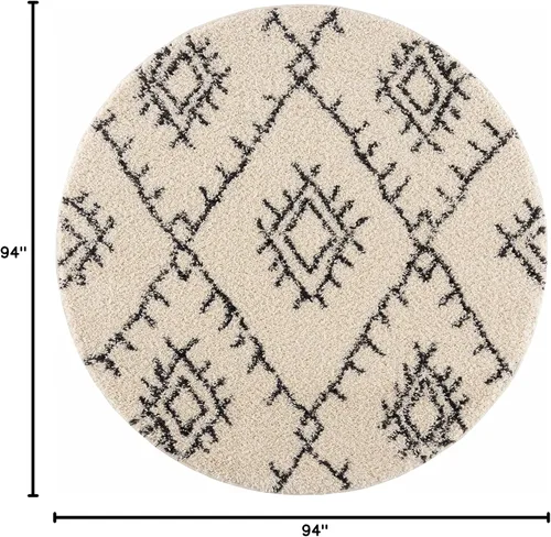 Miniatura 121 de Hauteloom, Duncans - Alfombra de estilo granja de pelo mullido para sala y dormitorio, con borlas - Beige, carbón, gris - 2 pies 7 pulgadas x 7 pies