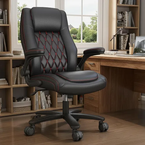 lavimiya Silla de oficina ejecutiva con ruedas de goma, silla de oficina grande y alta, 400 libras, silla de escritorio de cuero con respaldo alto