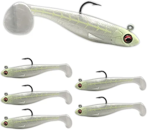 Miniatura 14 de USA Bass Tackle Patriot Shad - Swimbaits de Cola de Paleta con Aroma Infundido, Señuelos de Pesca Pre-Aparejados, Carnada Premium con Anzuelo Owner