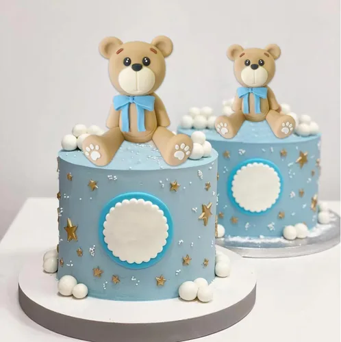 Miniatura 3 de Decoración 3D para tartas de oso para decoración de tartas de oso para niños y niñas, baby shower, suministros de fiesta de cumpleaños (azul)