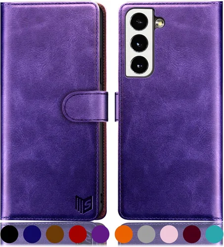 Miniatura 11 de SUANPOT Funda de piel tipo cartera para Samsung Galaxy S22 con bloqueo RFID, tarjetero para tarjetas de crédito, funda de teléfono con tapa tipo