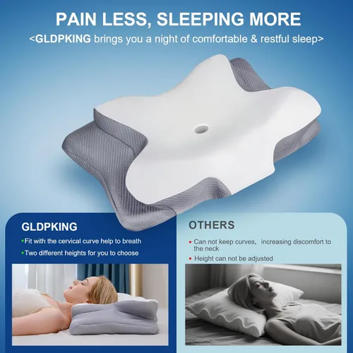 Miniatura 5 de Almohada cervical para el cuello, almohada cervical para aliviar el dolor de cuello, almohada ergonómica de espuma viscoelástica de apoyo