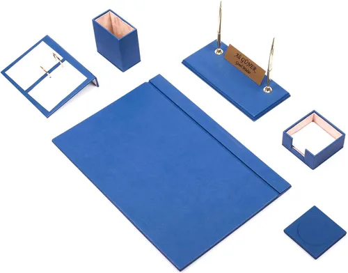 Miniatura 17 de Juego de escritorio de cuero, juego de organizador de escritorio, accesorios de escritorio de oficina, soporte para calendario, 8 accesorios