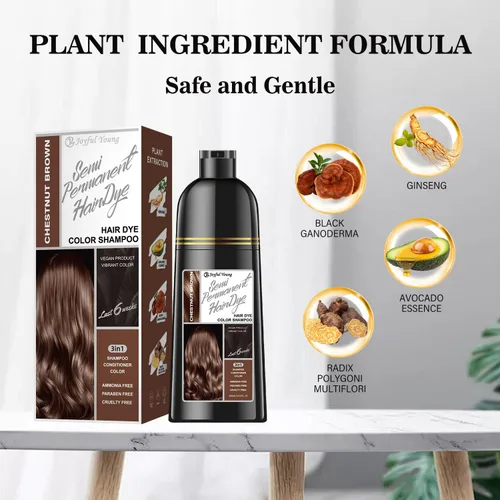 Miniatura 2 de Joyful Young Champú Tinte para el Cabello 3 en 1 Color Vegano para Canas - Sin Amoníaco para Hombres y Mujeres - Coloración de Barba y Cabello
