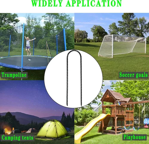 Miniatura 5 de Estacas de viento para trampolines de 10 x 2 pulgadas, estacas de acero galvanizado en forma de U, anclajes de suelo con extremo afilado para tienda