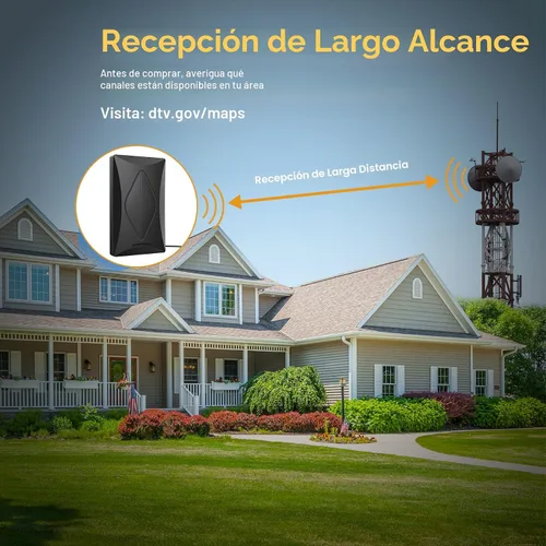 Miniatura 7 de Antena de TV 2026 para TV Digital Interior, Antena Inteligente de Largo Alcance para Canales Locales, Compatible con 4k 1080p con Amplificador