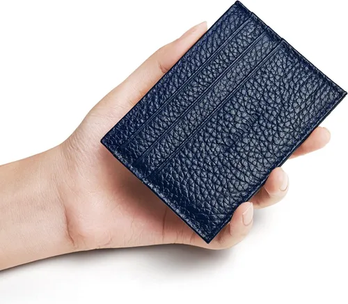 Miniatura 35 de Cartera de tarjeta de crédito de cuero genuino, billetera minimalista, inserciones de billetera delgada, 003, Estuche para tarjetas de crédito