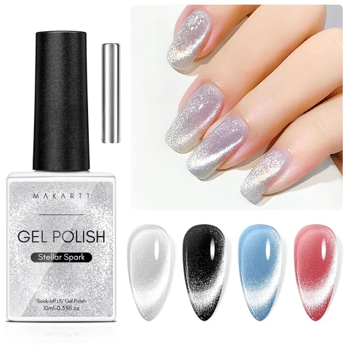 Miniatura 12 de Makartt - Esmalte de uñas en gel claro con efecto floreciente, 15ml, UV LED, que se quita con remojo, para arte de uñas, efecto de dispersión