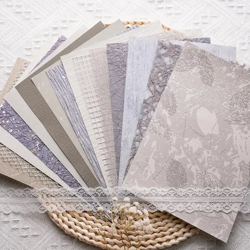 Miniatura 13 de 15 piezas hechas a mano para álbumes de recortes, papel texturizado para manualidades, hojas A5, mezcla especial para álbumes de recortes, diario