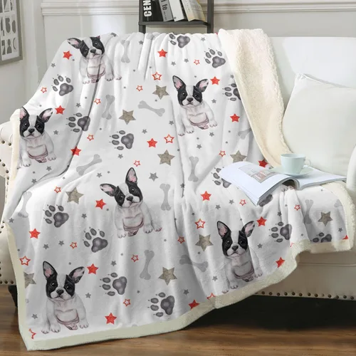 Sleepwish Manta de forro polar sherpa de Bulldog francés para el sofá, súper suave y linda, manta de felpa para niños amantes de los perros, bebé