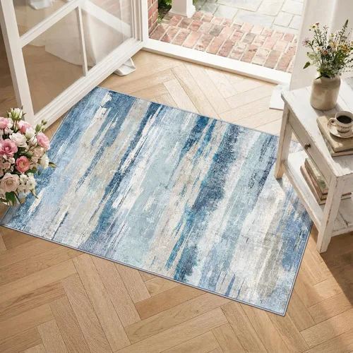 Miniatura 17 de Alfombra lavable para pasillo de 3 x 12 pulgadas, alfombras abstractas modernas con parte trasera antideslizante, alfombra ultra suave para cocina