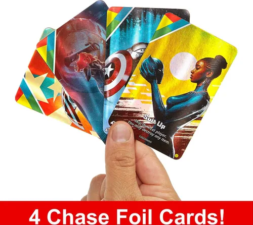 Miniatura 3 de Mattel Games UNO Ultimate Marvel Juego de cartas con 4 mazos de personajes, 4 cartas coleccionables de lámina metálica y reglas especiales, para 2-4