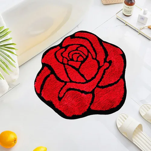 LEVINIS Alfombras de baño con rosas rojas para baño, antideslizante, absorbente, alfombra de baño, alfombra de baño, alfombra de área floral suave