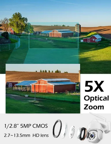 Miniatura 2 de Cámara de seguridad PTZ de 5 MP con seguimiento de movimiento al aire libre, reflector de vigilancia IP, cámara RTSP inalámbrica WiFi