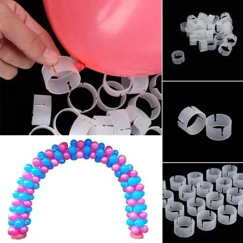 Miniatura 8 de AKOAK Conector de hebilla de anillo de arco de globos de plástico blanco 50 – Arco de globos de bricolaje para decoración de cumpleaños – 50
