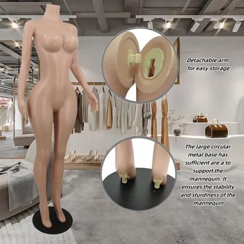 Miniatura 4 de Curvy BBL - Maniquí de cuerpo completo de tamaño grande con soporte ajustable de 65 pulgadas, base de metal, maniquí de vestido femenino realista