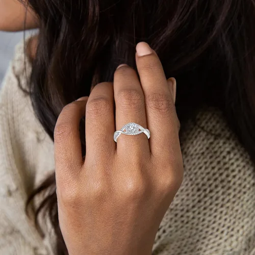 Miniatura 3 de JO WISDOM Anillo de plata de ley 925 para mujer, anillo de compromiso de boda y aniversario con anillo de circonita cúbica 5A de 0.197 in