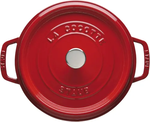 Miniatura 4 de staub La Cocotte Round 40510-601 Pico Cocotte - Juego de vaporizador redondo de cereza de 10.2 pulgadas (10.2 in), grande, fundición a dos manos