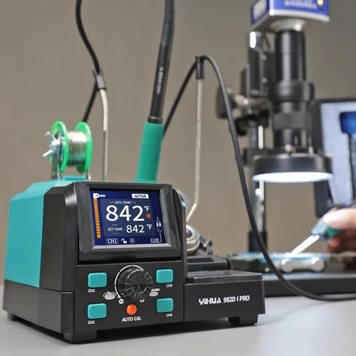 Miniatura 9 de YIHUA 982D-I PRO Estación de soldadura de pinzas calientes de precisión 2 en 1 con microsoldador con 10 cartuchos de punta, interfaces de operación