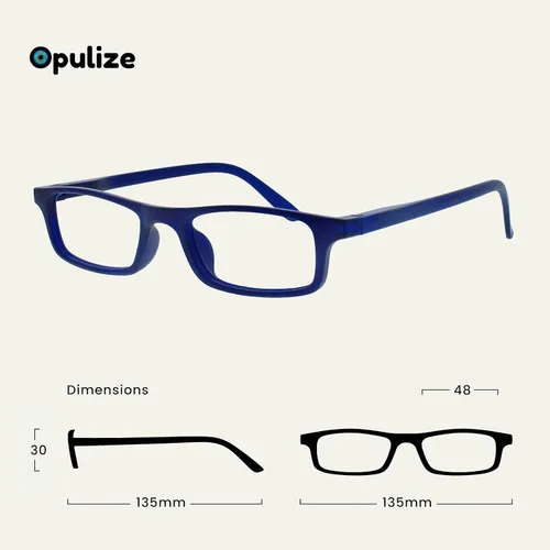 Miniatura 2 de OPULIZE TED - Lentes de lectura para mujeres y hombres, marco mate rectangular, ligero, estrecho, con bisagras de resorte, color azul caqui y verde