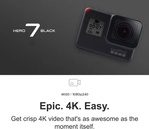 Miniatura 2 de GoPro HERO7 Black - Embalaje de comercio electrónico - Cámara de acción digital impermeable con pantalla táctil 4K HD Video 12MP Fotos Negro