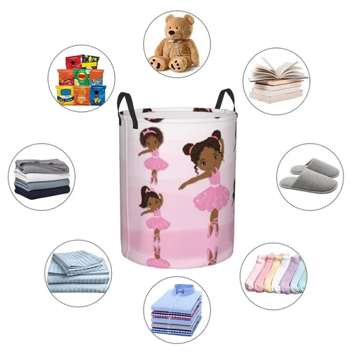 Miniatura 5 de Cesta redonda de ropa sucia africana negra para guardar ropa, juguetes, organizador de ropa, para el hogar, baño, dormitorio, guardería, 38 l