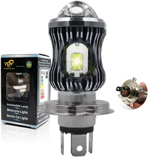 YSY 1 unidad 10000 lm H4 LED Moto HB2 9003 HS1 Bombillas LED para faros de motocicleta con lente CSP, luz blanca y amarilla, lámpara Hi Lo, Gris