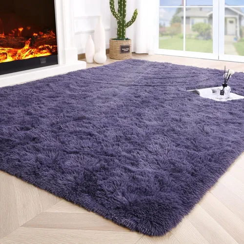 Miniatura 55 de Noahas - Alfombra suave y afelpada para habitación de niña y sala de estar, colorida, decoración para guardería, teñido anudado arcoíris, azul