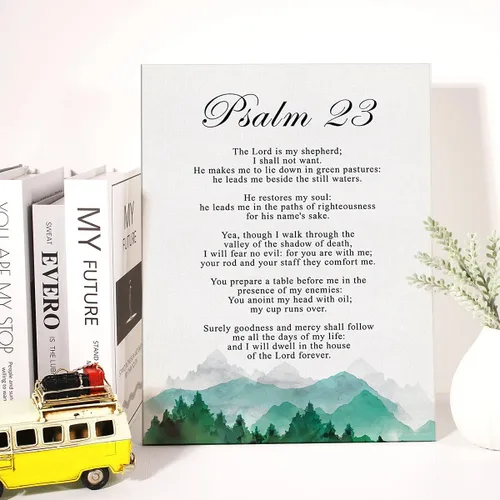 Miniatura 4 de Lienzo cristiano para pared, Salmo 23, el Señor es mi pastor, impresión en lienzo con escritura positiva, pintura en lienzo para el hogar