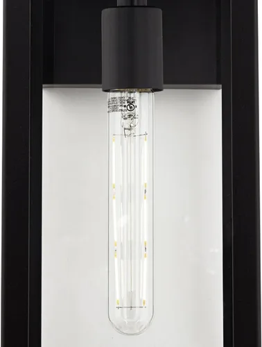 Miniatura 9 de John Timberland Titan - Lámpara de pared industrial moderna para exteriores, metal negro místico, 17 pulgadas, vidrio transparente, húmedo