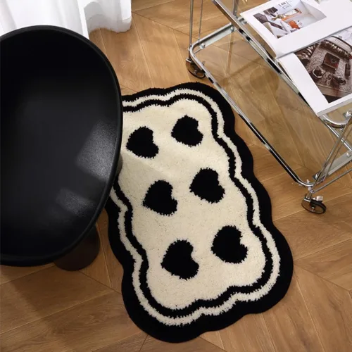 Miniatura 11 de Alfombras de baño pequeñas ultra suaves, absorbentes de agua, antideslizantes, con bonitos corazones, de lujo, lavables, para cocina, puerta