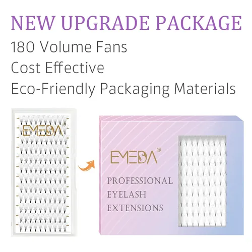 Miniatura 4 de EMEDA Extensiones de pestañas prefabricadas con 180 abanicos, base puntiaguda, base fina, 8D, estable, rizo C, extensiones de pestañas postizas