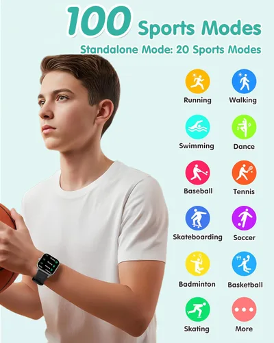 Miniatura 3 de Reloj inteligente para niños, reloj para niños sin necesidad de teléfono con monitor de frecuencia cardíaca y sueño, monitor de estrés y SpO2