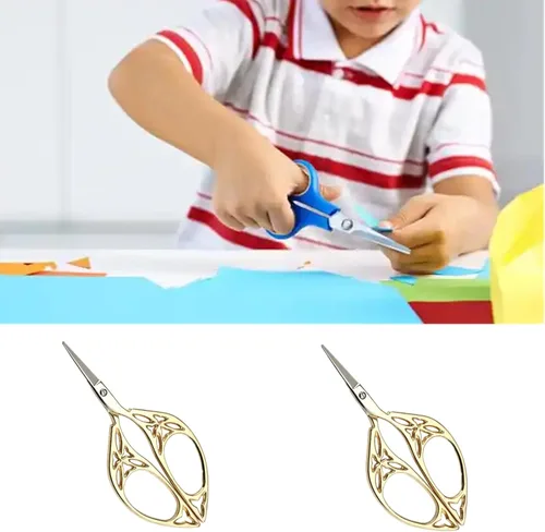 Miniatura 8 de Tijeras de costura vintage con diseño de hojas de acero inoxidable para el hogar, tijeras de costura manual para manualidades, artesanía, bricolaje